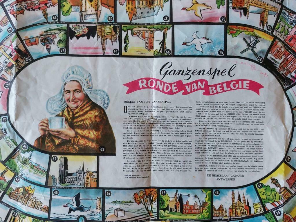 Vintage ganzenspel van Cigorei De Beukelaar - Ronde Van Belg, Ophalen of Verzenden