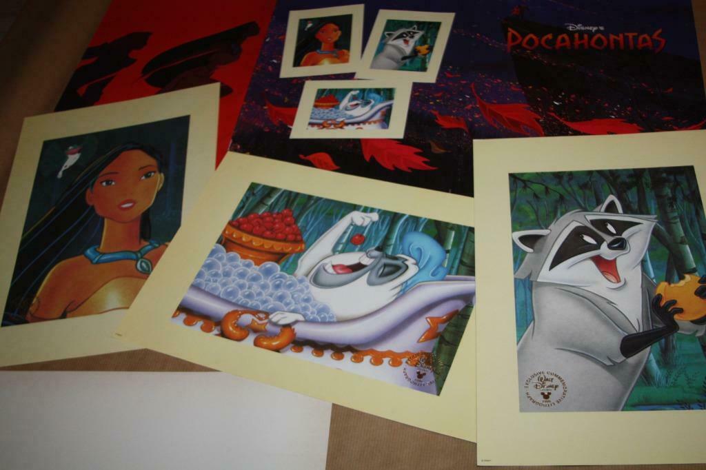 3x Disney's Pocahontas exclusive commemorative lithograph, Enlèvement ou Envoi, Pocahontas ou Petite Sirène, Utilisé, Image ou Affiche