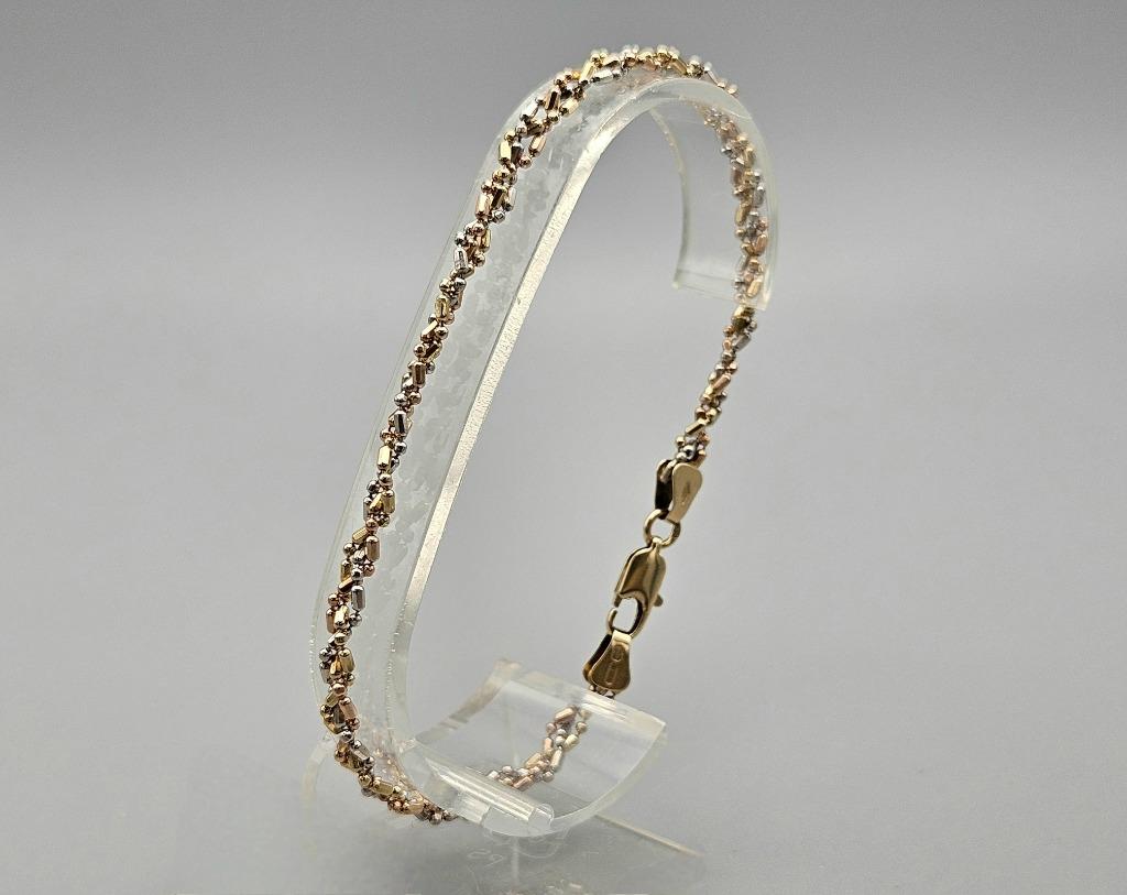 Bracelet fantaisie tricolore en or vintage. 2025/32, Bijoux, Sacs & Beauté, Bracelets, Enlèvement ou Envoi, Or, Or