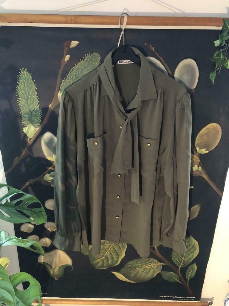Vintage groene blouse met strik, Kleding | Dames, Ophalen of Verzenden, Maat 42/44 (L)