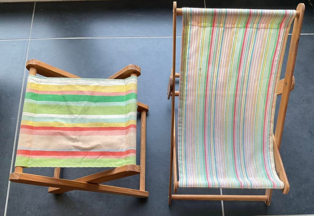 Lot….Chaise longue poupées + tabouret pliant, Enlèvement, Utilisé