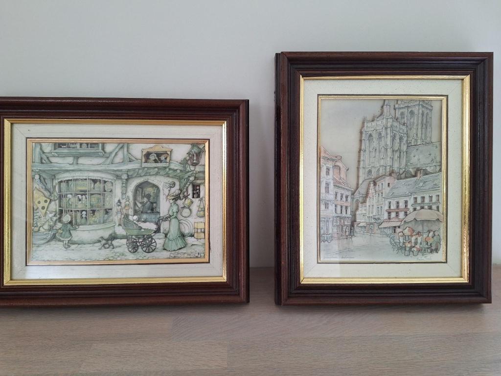 2 prachtige ingelijste Anton Pieck prenten, Antiek en Kunst, Ophalen