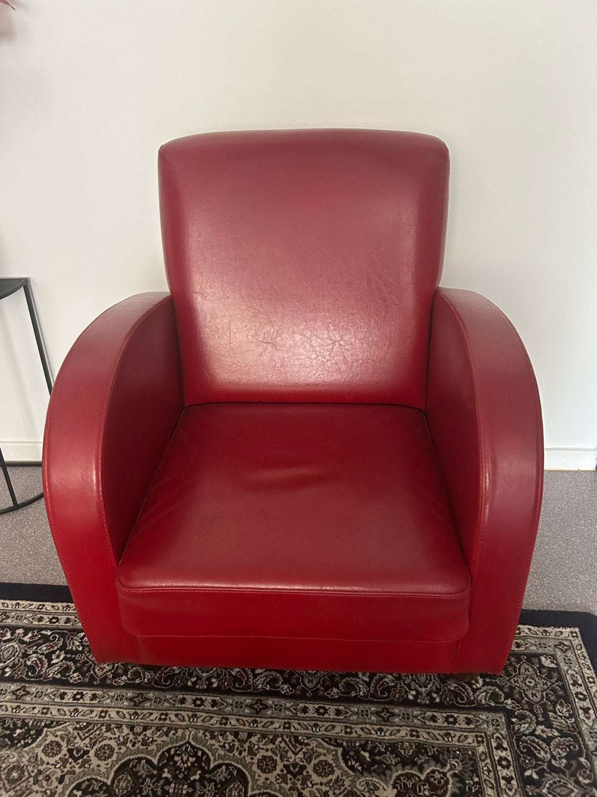 Fauteuil club en cuir rouge, Maison & Meubles, Fauteuils, Enlèvement, Comme neuf