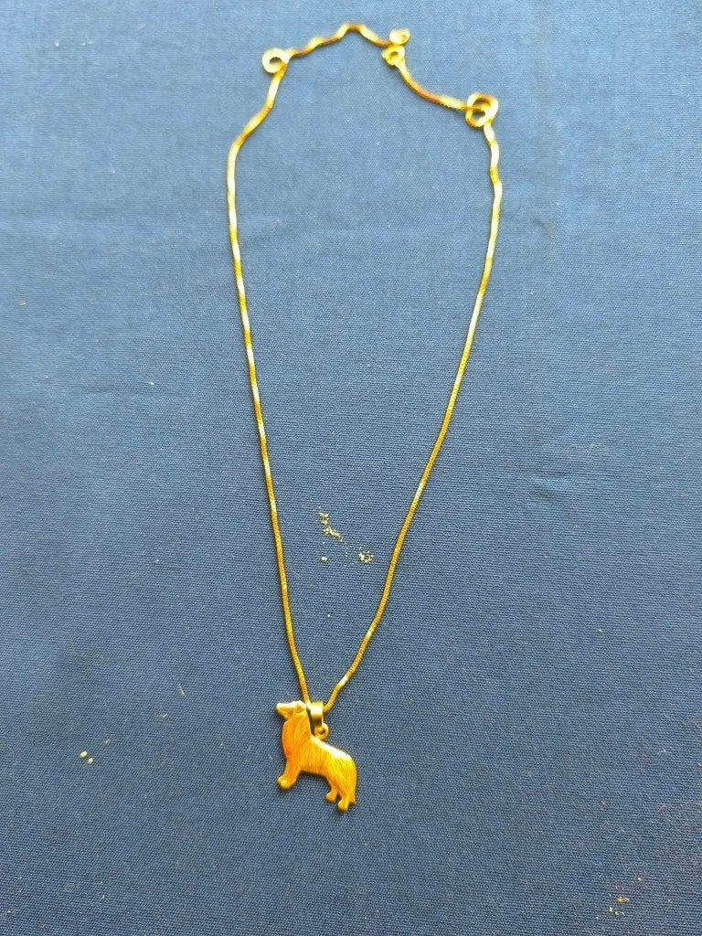 gouden ketting met een hanger in de vorm van een hond, Handtassen en Accessoires, Ophalen of Verzenden, Zo goed als nieuw, Goud