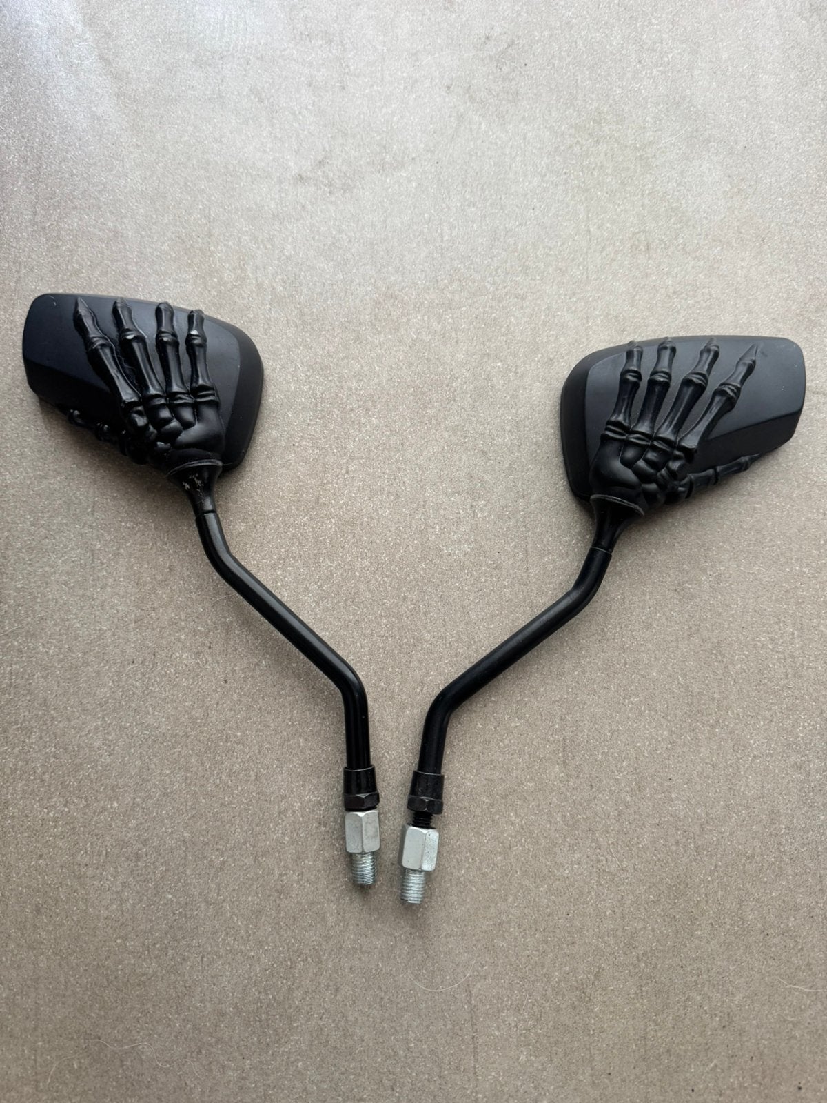 Custom "Skeleton Hand" Spiegels - Zwart - Chopper / Harley, Motoren, Ophalen, Gebruikt