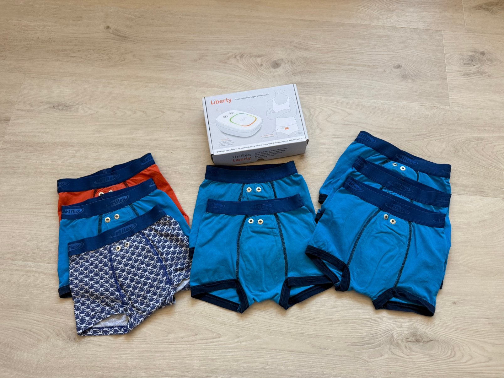 Plaswekker uriflex liberty + broekjes, Kinderen en Baby's, Ophalen of Verzenden, Zo goed als nieuw, Maat 104