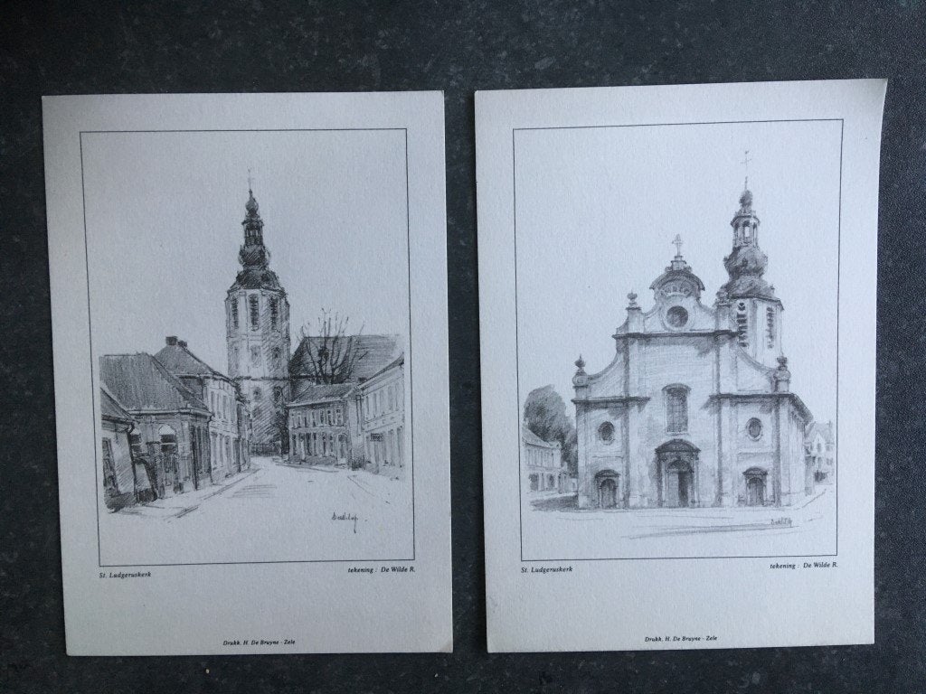 2 cartes de Zele - Sint-Ludgeruskerk, Enlèvement ou Envoi, Flandre Orientale
