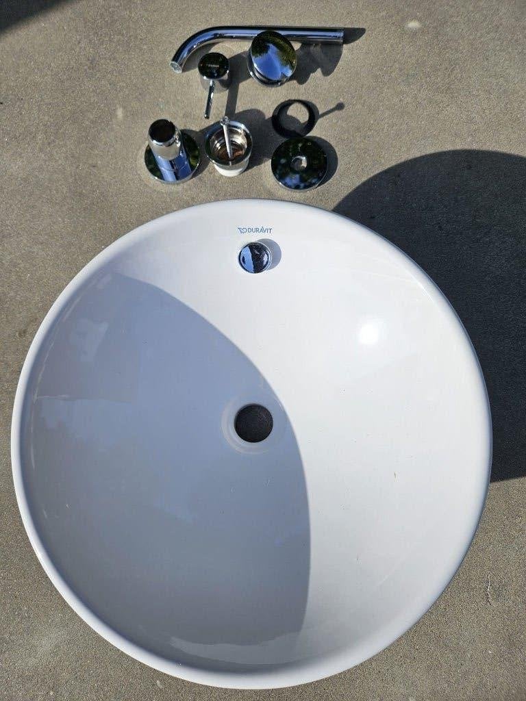 Ensemble lavabo rond Duravit + robinet encastré chromé, Lavabo ou Évier, Moins de 25 cm, Moins de 100 cm, Enlèvement