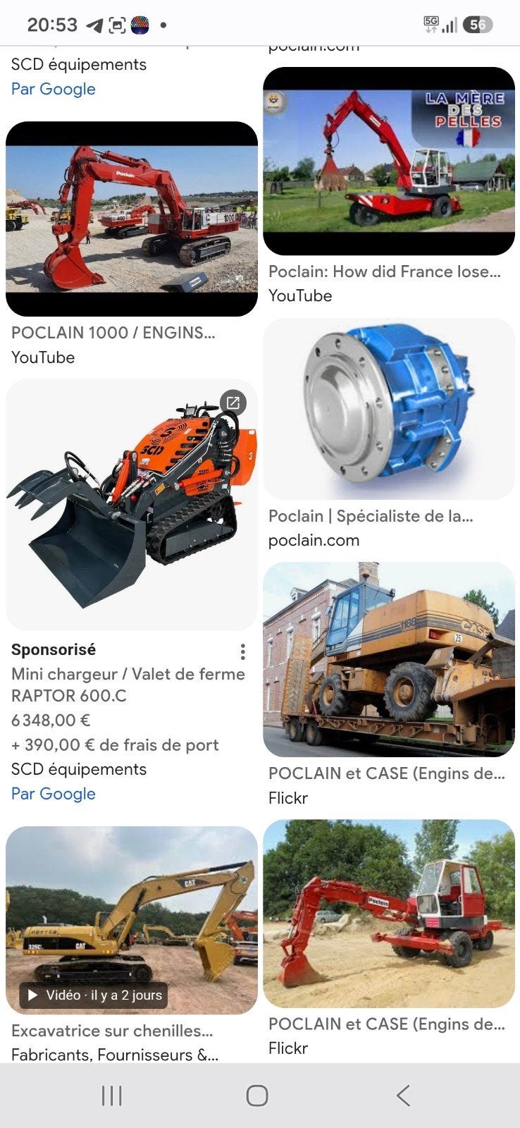 Poclain ou bobcat mini pelle et grand matrielle btp