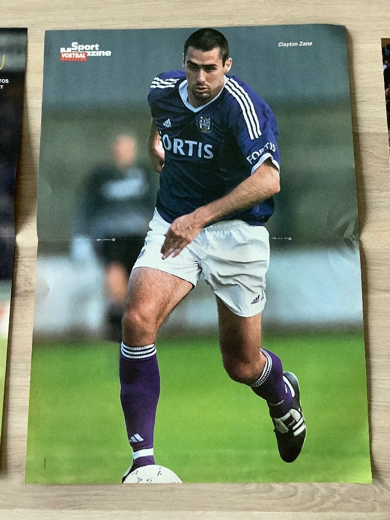 Poster Clayton Zane bij RSC Anderlecht, Verzamelen, Ophalen of Verzenden, Zo goed als nieuw, Poster, Plaatje of Sticker