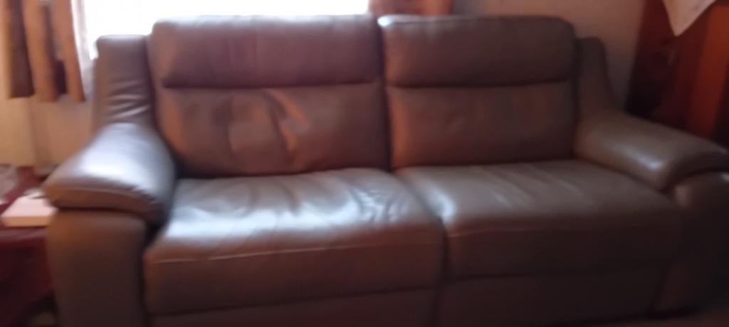 zetels leer bruin, Ophalen, Gebruikt, 75 tot 100 cm, Rechte bank