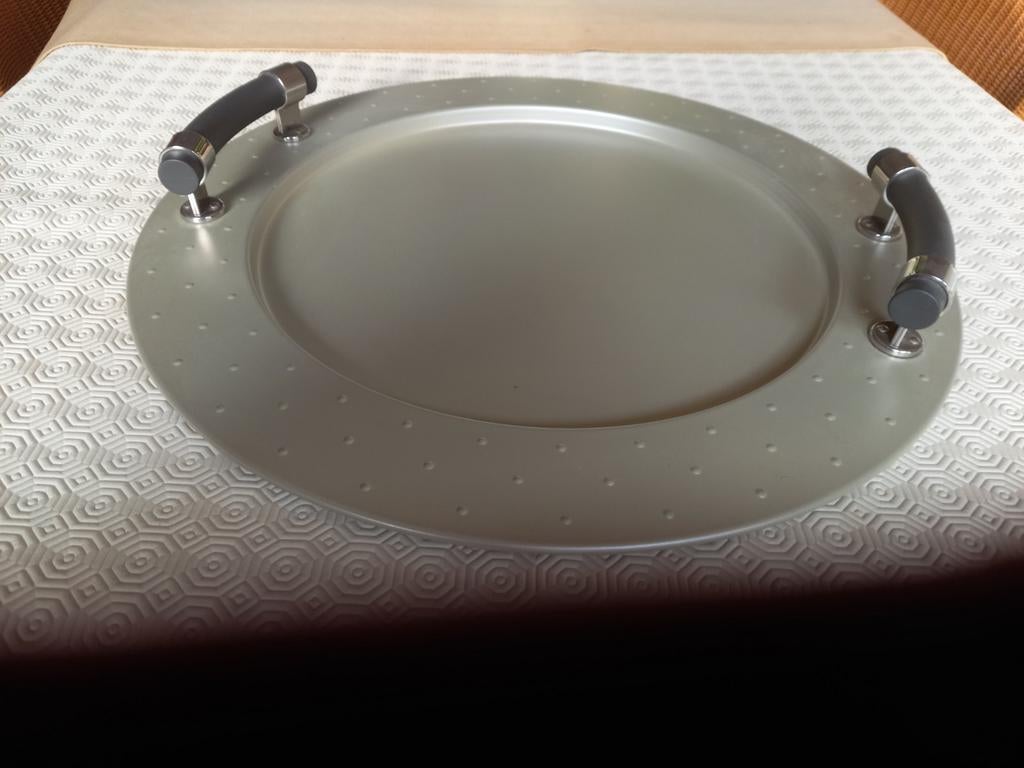 Rond dienblad met handvaten- merk Alessi- 18/10 rvs mat, Ophalen