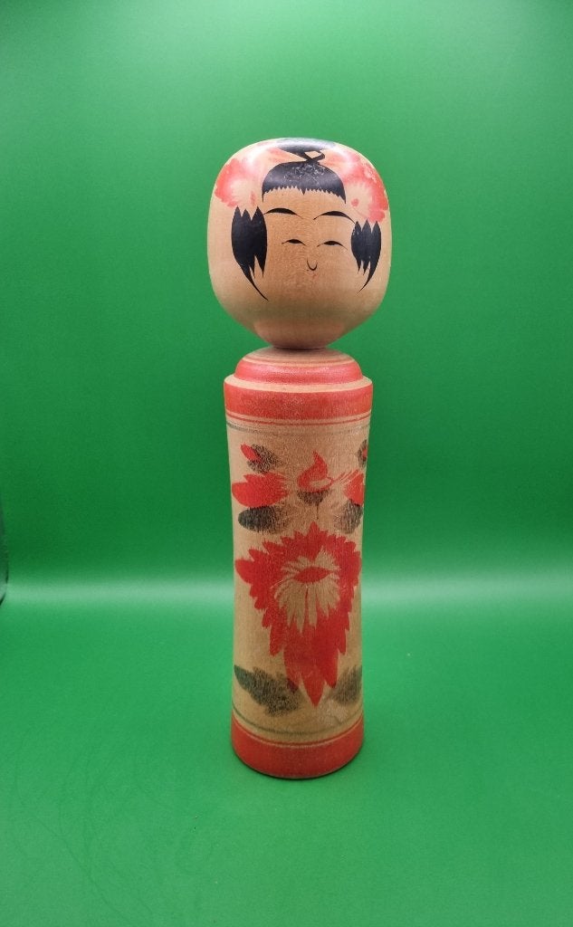 Vintage Naruko kokeshi van Okazaki Jinji (1929-2004), Hout, 24 cm, Geschilderd, Ophalen of Verzenden