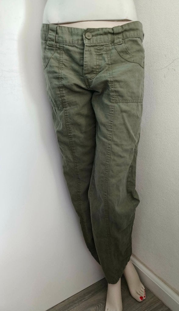 Khaki linnen broek ONLY mt 38, Kleding | Dames, Maat 38/40 (M), Only, Ophalen of Verzenden, Lang