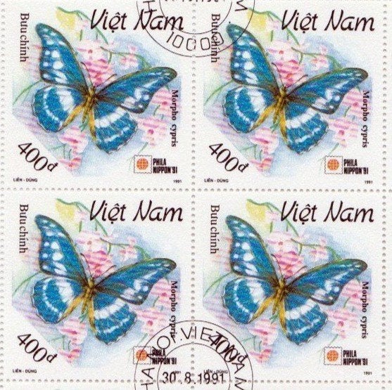 Timbres Faune papillons  7 feuillets, Envoi, Affranchi