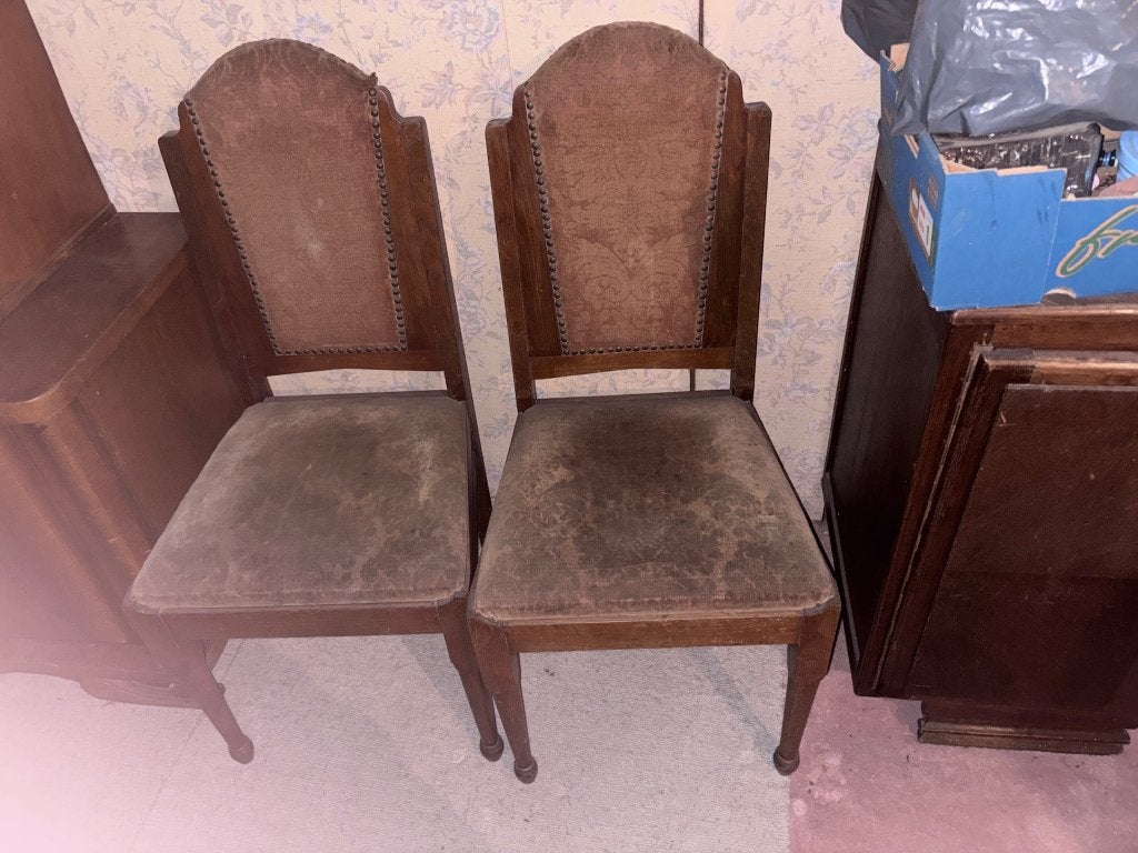 Partij diverse houten vintage stoelen, Enlèvement