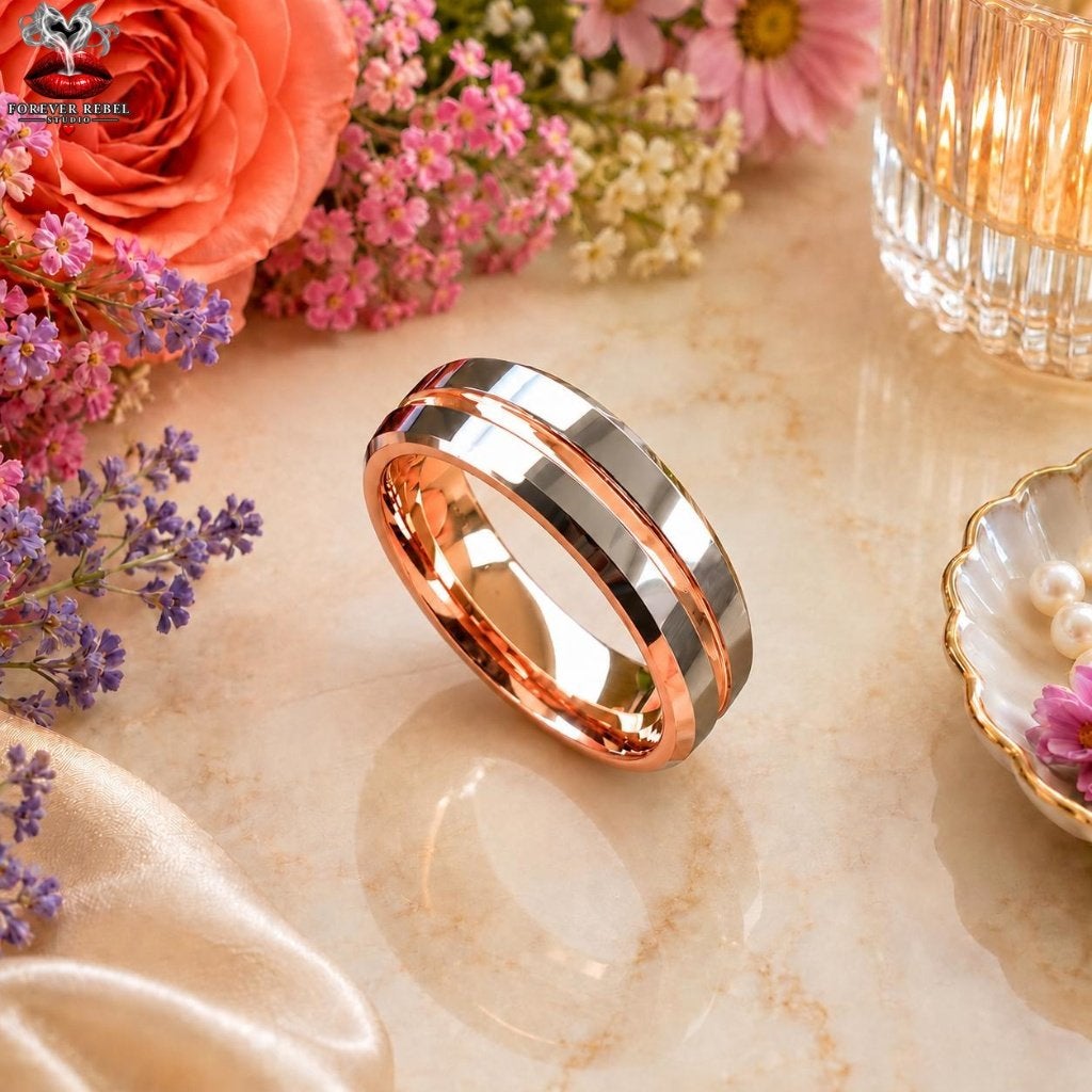 Wolfraam Trouwringen - Riven Auricline Rosé - Diverse maten, Handtassen en Accessoires, Overige materialen, Verzenden, Nieuw, Dame of Heer