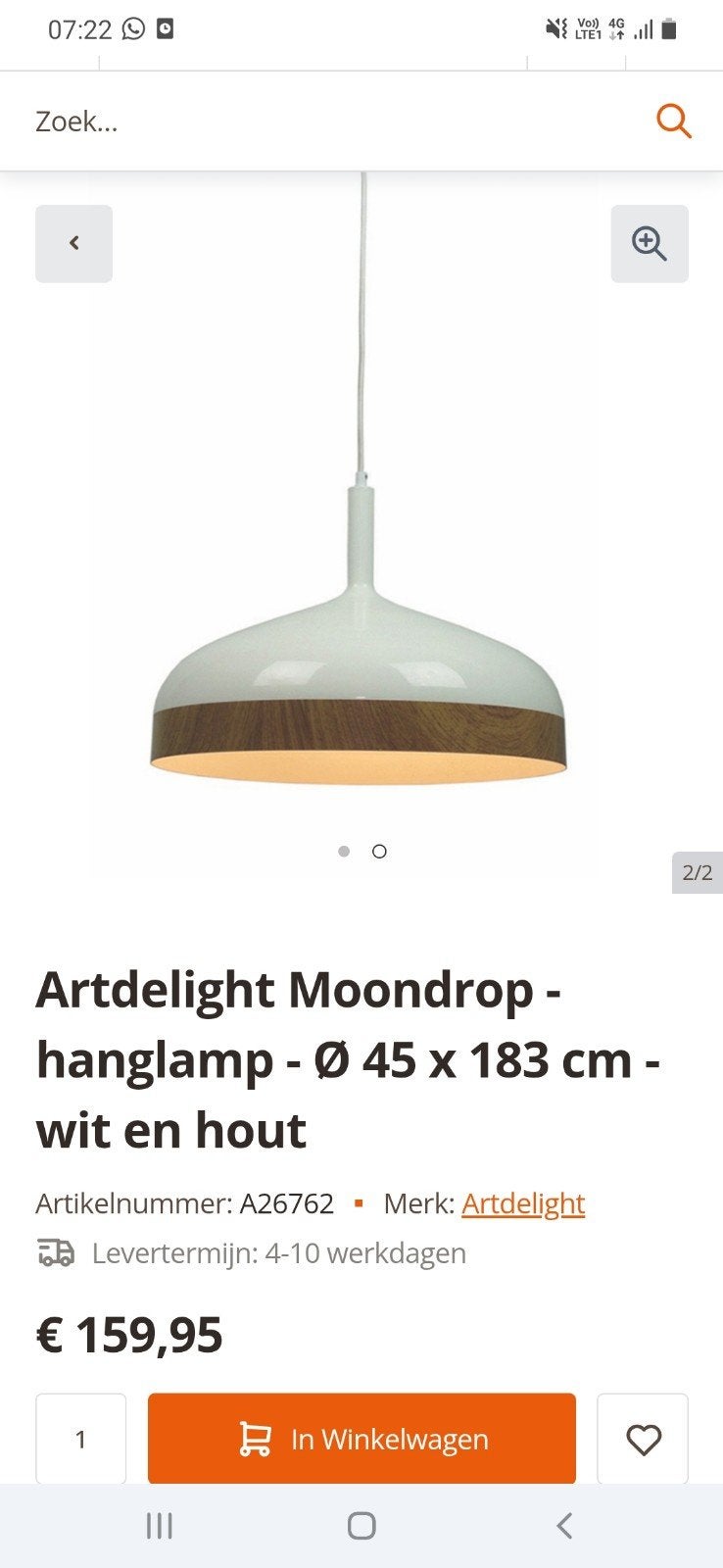 Artdelight Moondrop XL, Ophalen