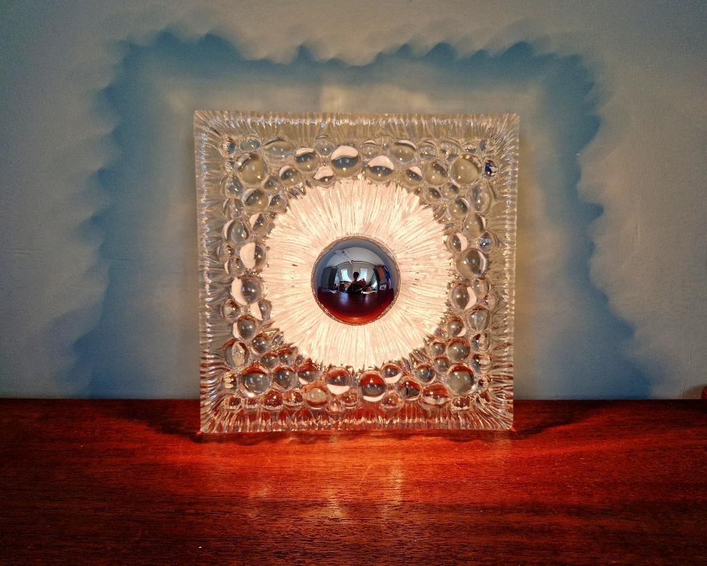 Space Age wandlamp in geperst gegoten glas, 1970, Antiek en Kunst, Ophalen of Verzenden