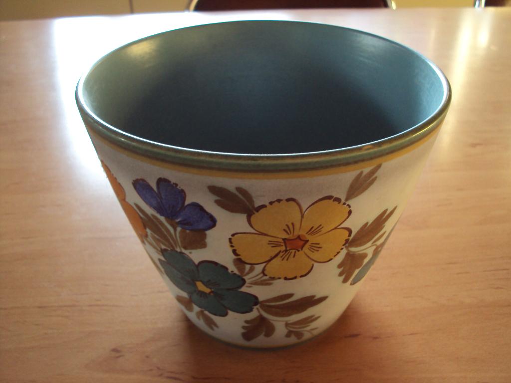 Retro sierbloempot / cachepot met bloemmotief, Ophalen of Verzenden