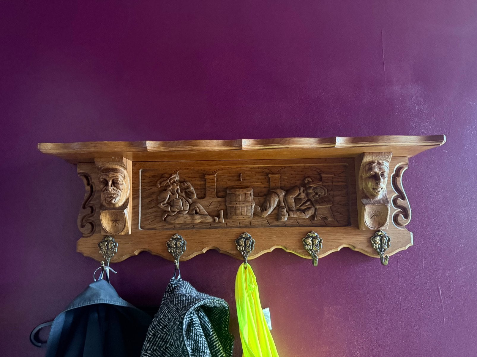 Antieke Kapstok van hout, Huis en Inrichting, Ophalen, Gebruikt, Hout, Wandkapstok