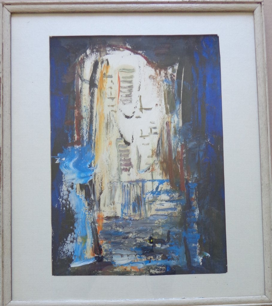 JACK GODDERIS / STRAATZICHT KAT / OLIEVERF / 48x41cm / KADER, Enlèvement ou Envoi