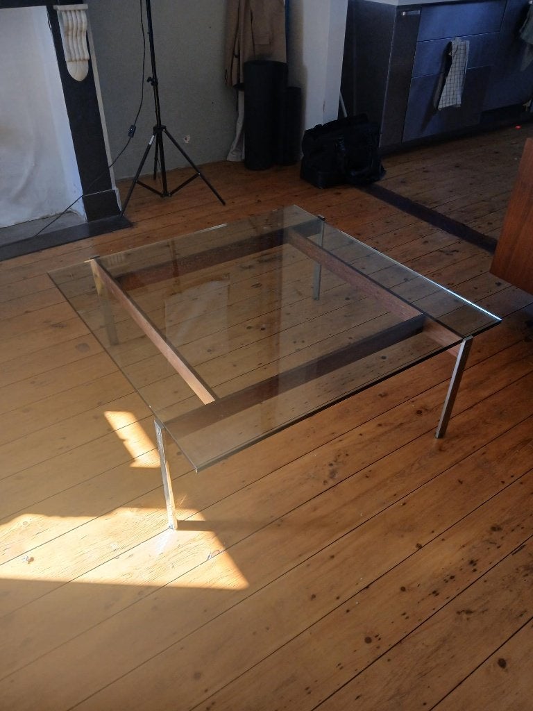PK61 van Poul Kjaerholm voor Fritz Hansen Salontafel, Verre, 50 à 100 cm, Carré, Enlèvement