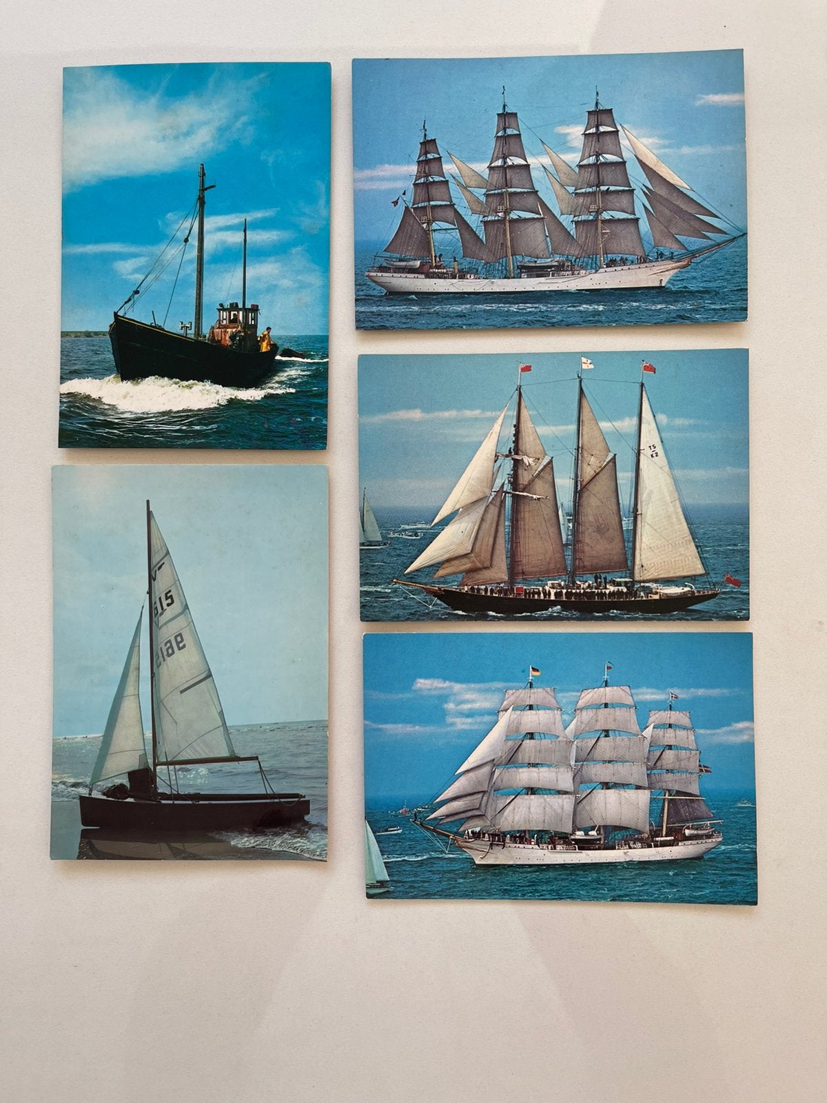 Unieke Vondst! 5 Vintage Maritieme Postkaarten, Verzamelen, Scheepvaart, Ophalen of Verzenden, Zo goed als nieuw, Zeilboot