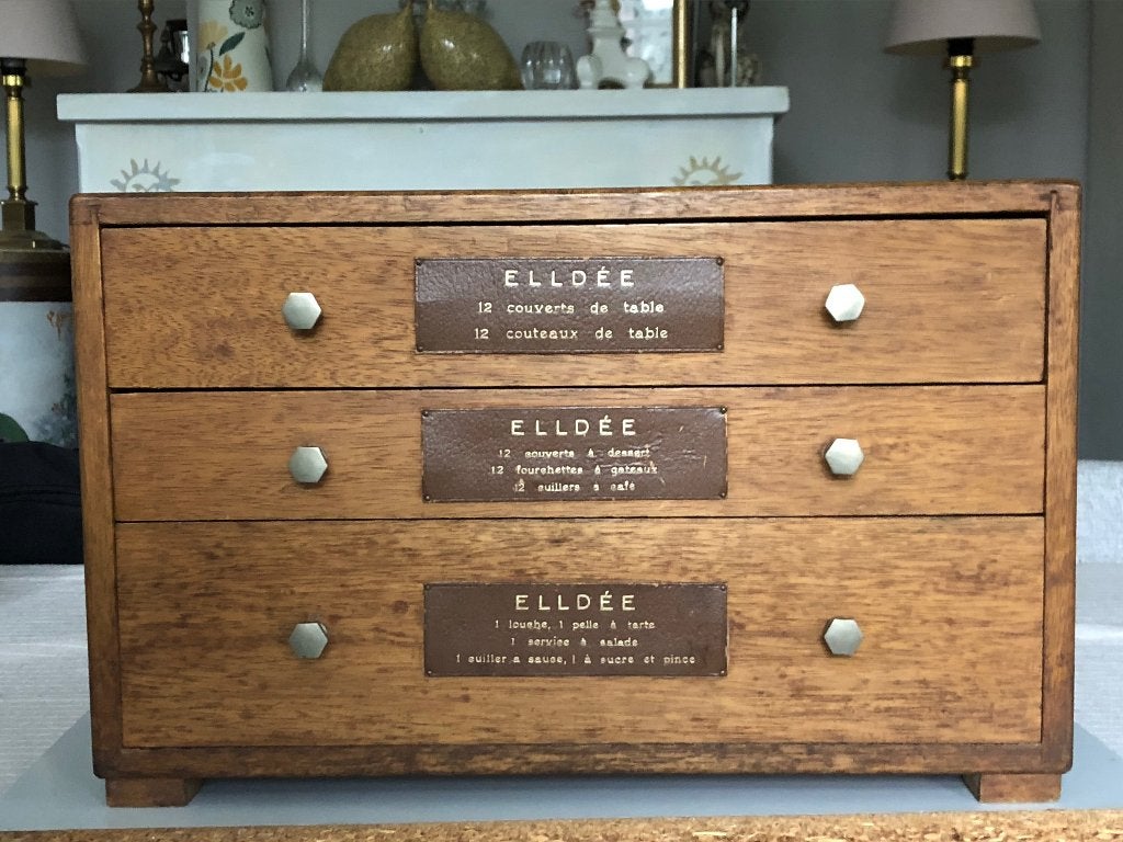 Art deco bestekkoffer in eik, Ophalen