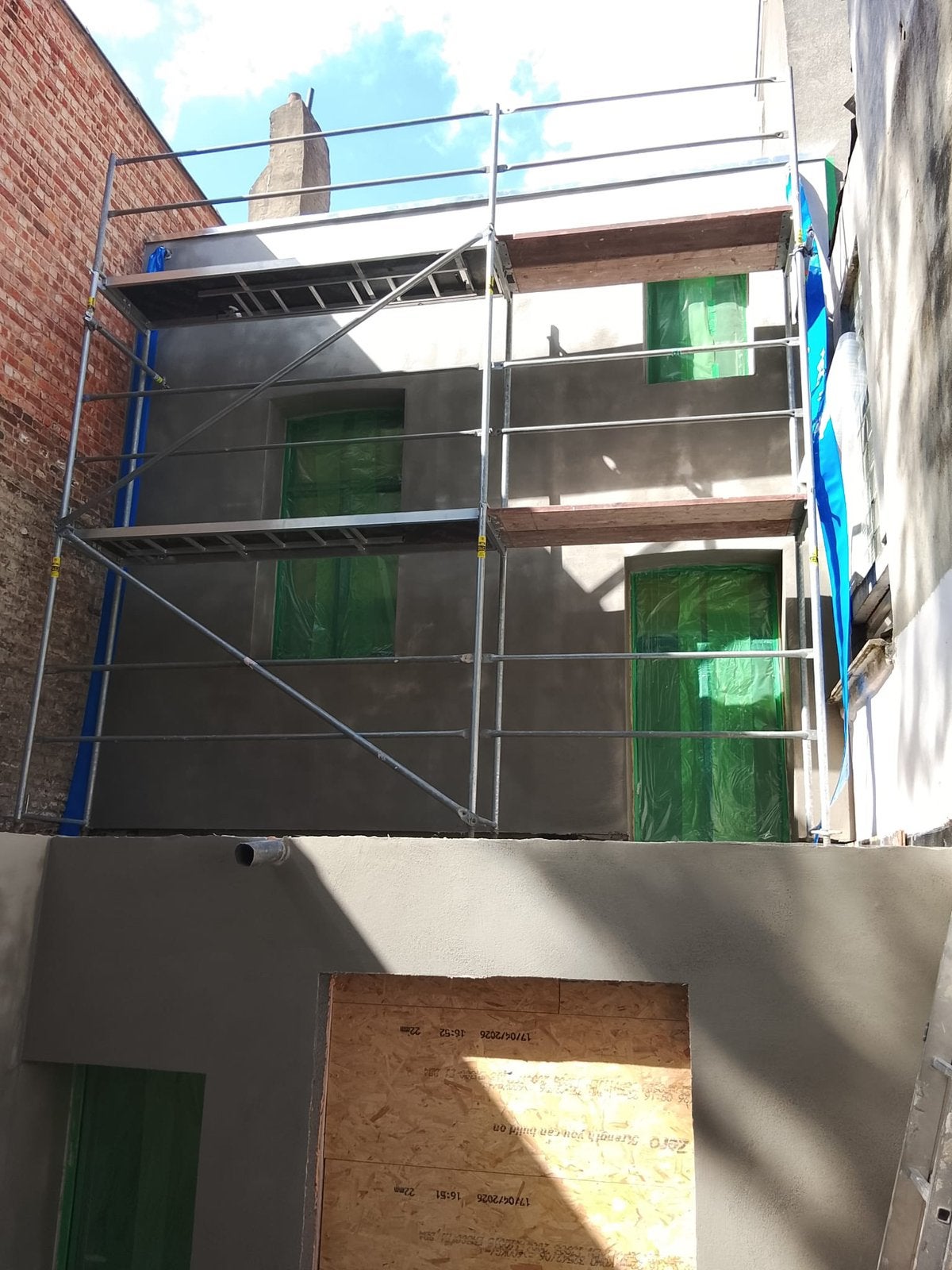 Pletac steiger te koop 100m2, Doe-het-zelf en Bouw, Steigers, Ophalen, Gebruikt, Gevelsteiger