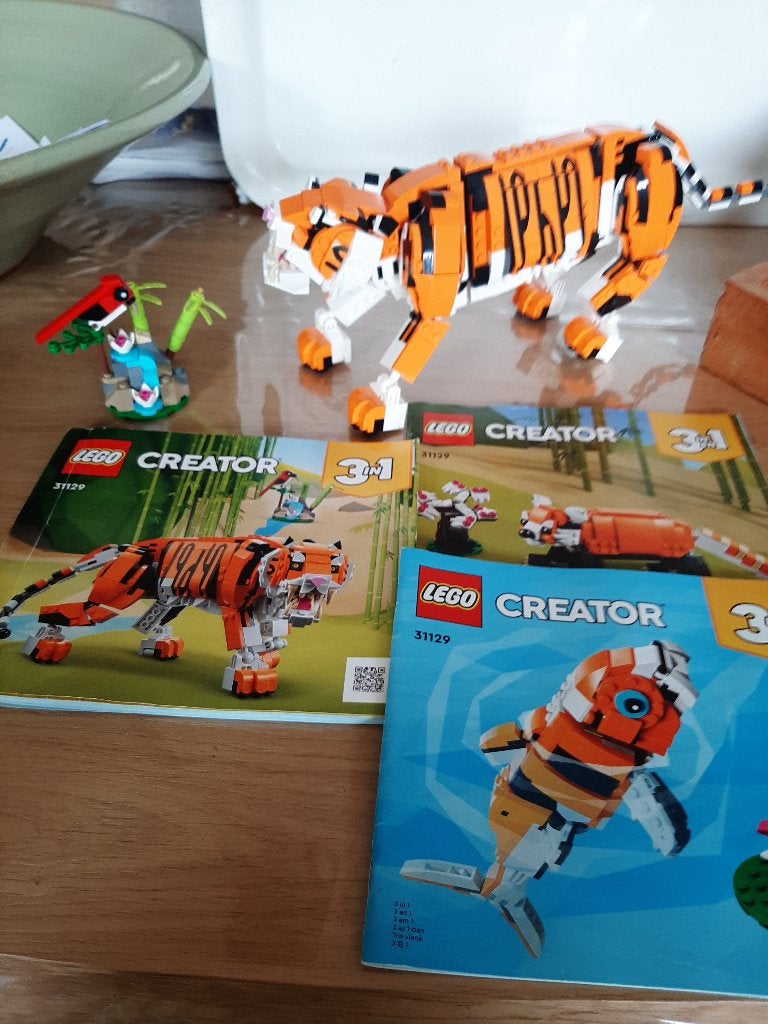 Set 3 en 1 Lego Creator 31129 Majestic Tiger, Enlèvement ou Envoi, Lego, Ensemble complet, Instructions incluses
