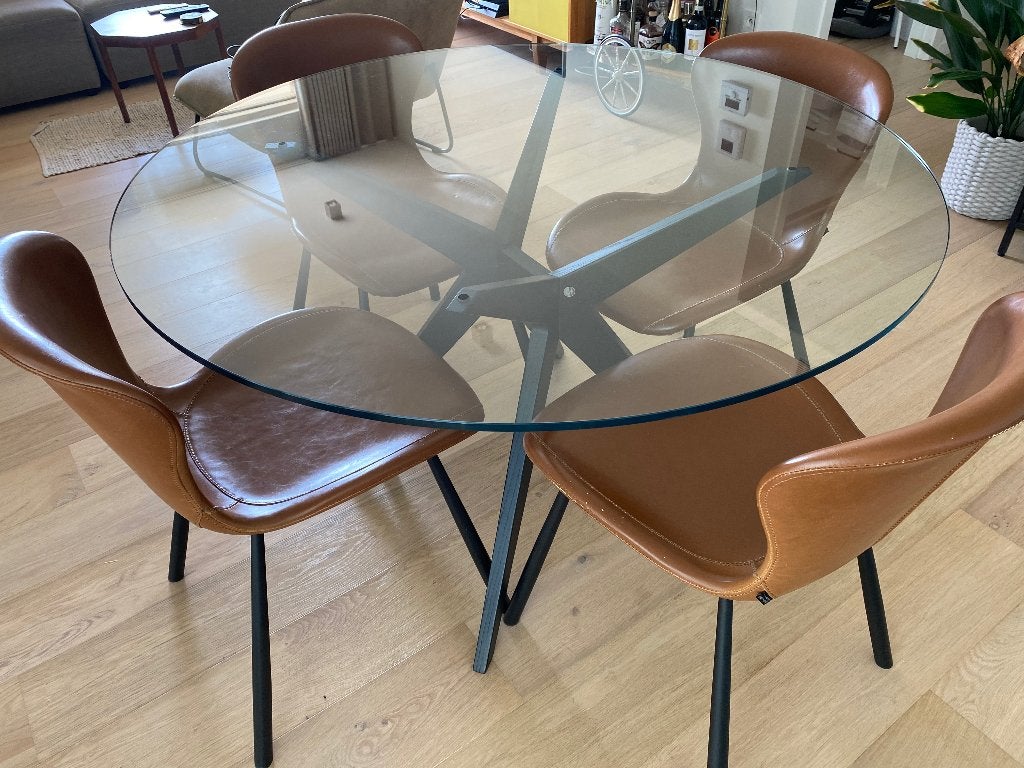 Glazen ronde tafel (4 prs), Ophalen, Gebruikt, Rond, Glas