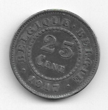 België: 25 cent 1917 FR/VL = morin 435, Verzenden, Losse munt