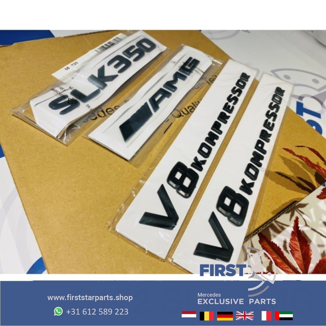 R172 SLK AMG LOGO SET ZWART V8 KOMPRESSOR EMBLEMEN SET Merce, Gebruikt, -, Ophalen of Verzenden, -