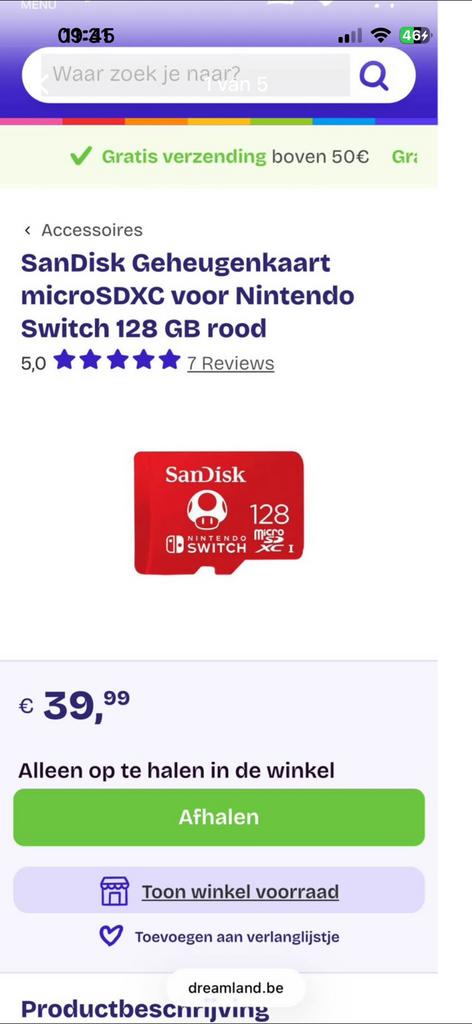 SanDisk Geheugenkaart microSDXC Nintendo Switch 128 GB rood, Games en Spelcomputers, Games | Nintendo Switch, Ophalen