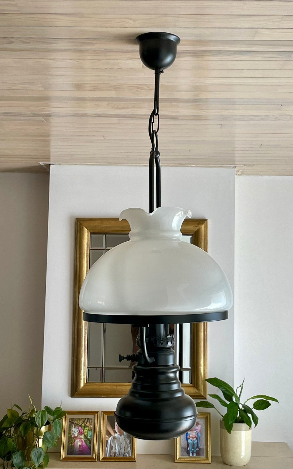 Oude luster, Huis en Inrichting, Lampen | Hanglampen, Gebruikt, Vintage, Glas, E27 (groot)