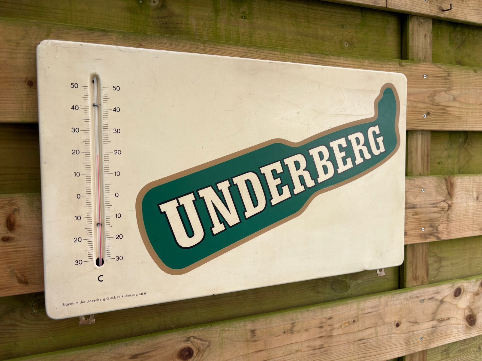 Reclamebord Underberg thermometer 65x38cm, Antiek en Kunst, Ophalen