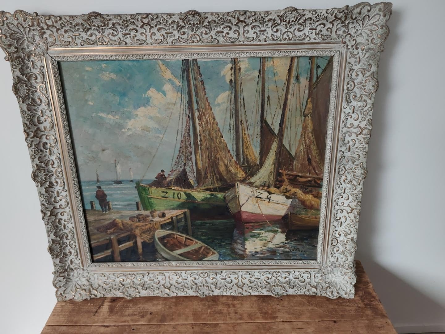 paire de tableau marine ., Antiquités & Art, Enlèvement ou Envoi, Toile