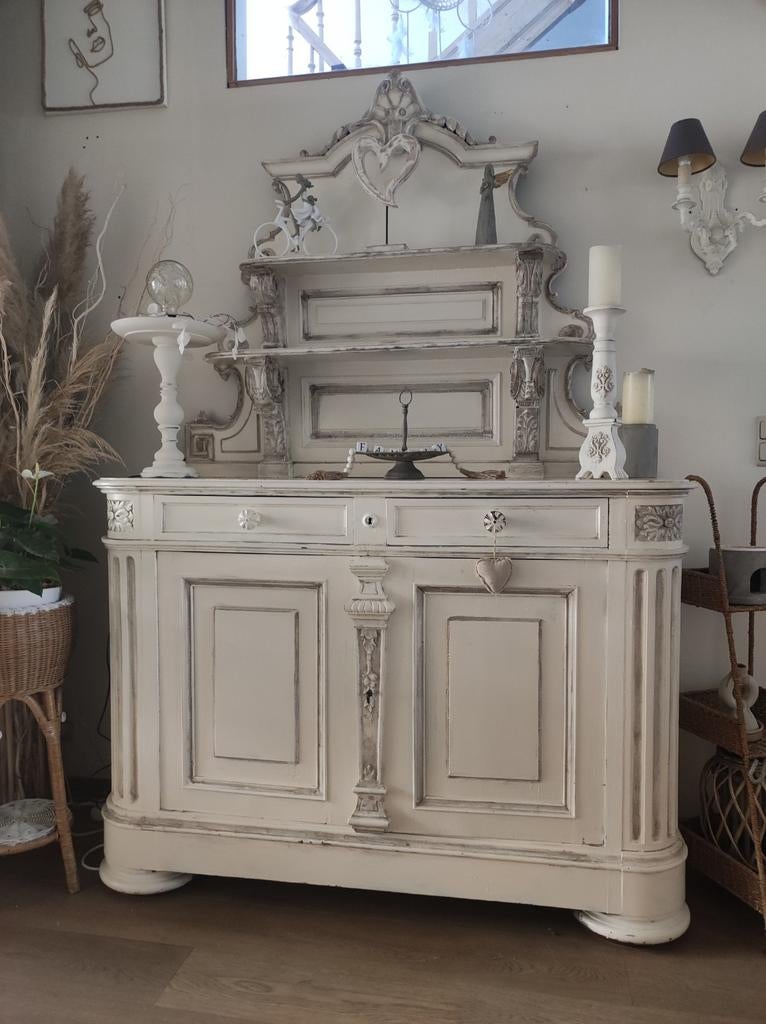 Ancien meuble patine blanc style shabby, Enlèvement