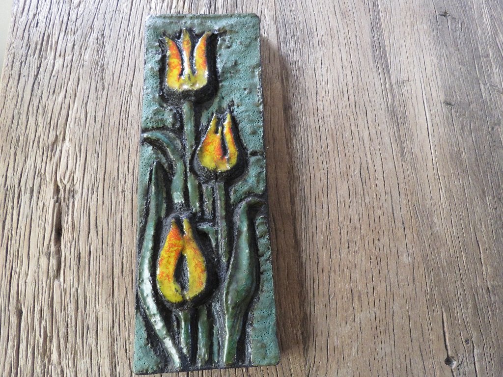 Tulipe en céramique murale plate  1960 Ruscha Keramik, Enlèvement ou Envoi