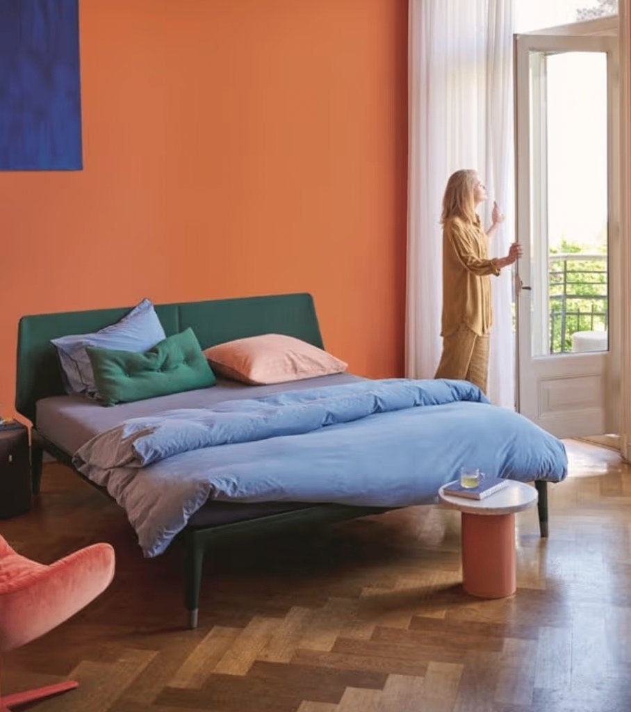 Auping Essential + Elysium - 180x210, Huis en Inrichting, Slaapkamer | Bedden, Ophalen, Blauw, 210 cm, Tweepersoons