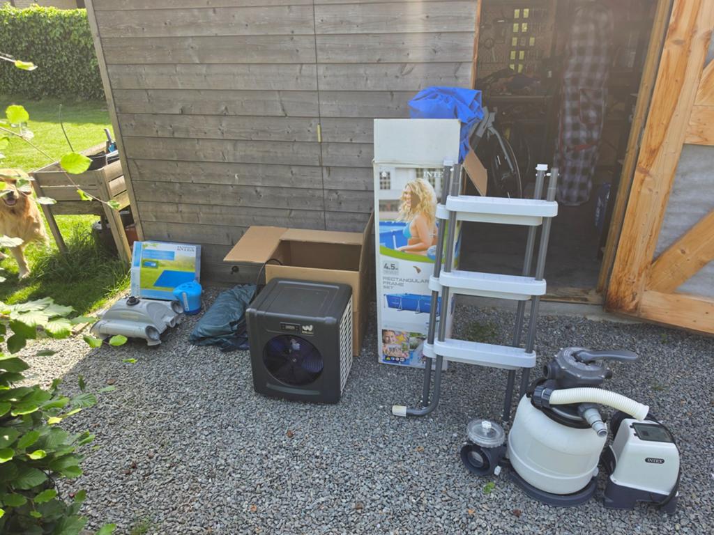 Volledige set Intex 4,5mx2,2mx84cm + zandfilter + warmtepomp, Tuin en Terras, Ophalen, 200 tot 300 cm, 80 tot 120 cm, Zo goed als nieuw