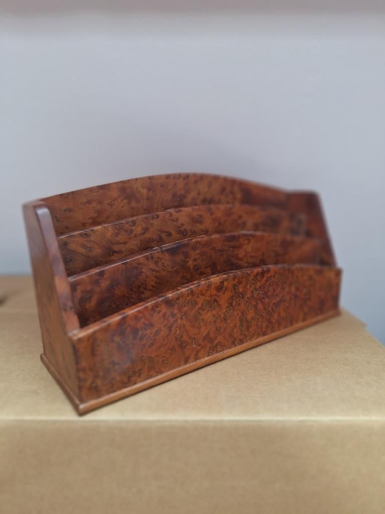 Vintage bureau organizer in rozenhout., Ophalen