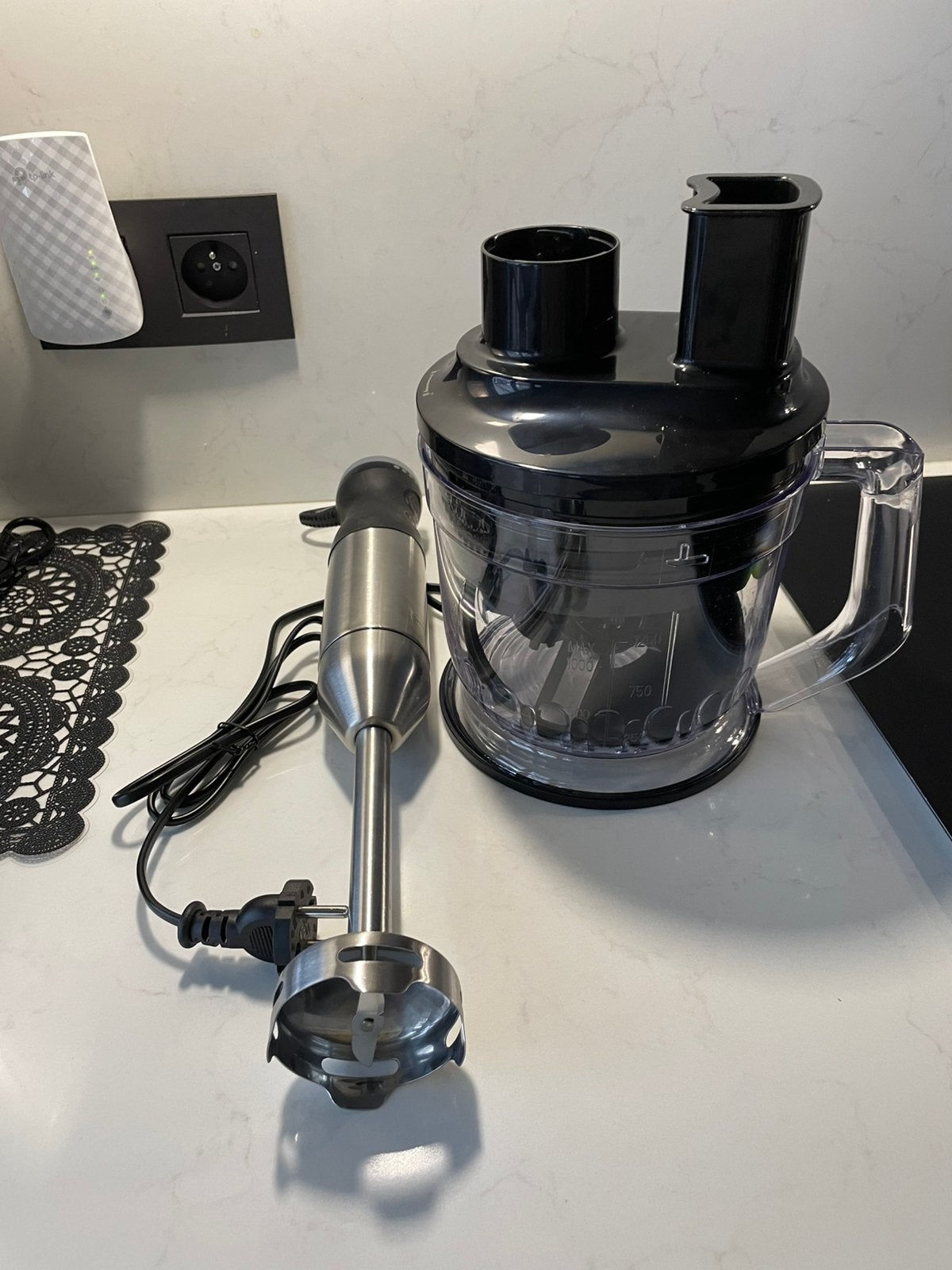 Staafmixer met kom en groentesnijder / blender, Elektronische apparatuur, Ophalen of Verzenden, Zo goed als nieuw