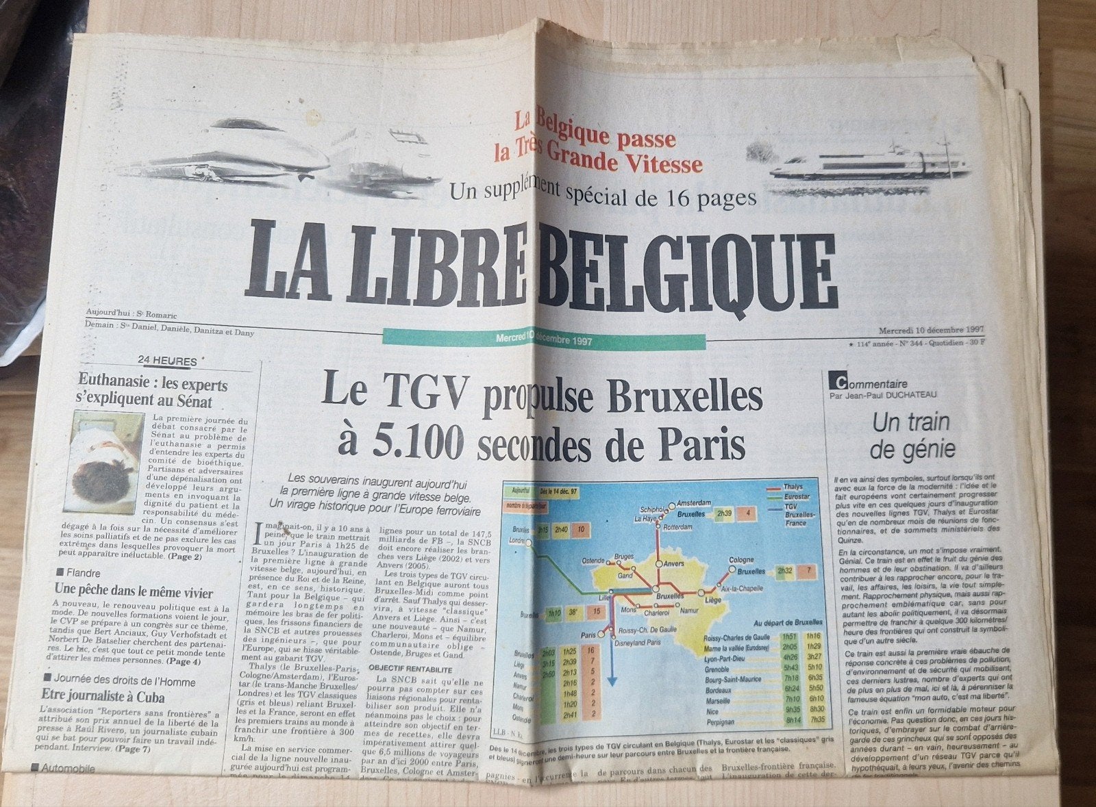 Libre Belgique - TGV en Belgique- 1997, Ophalen of Verzenden