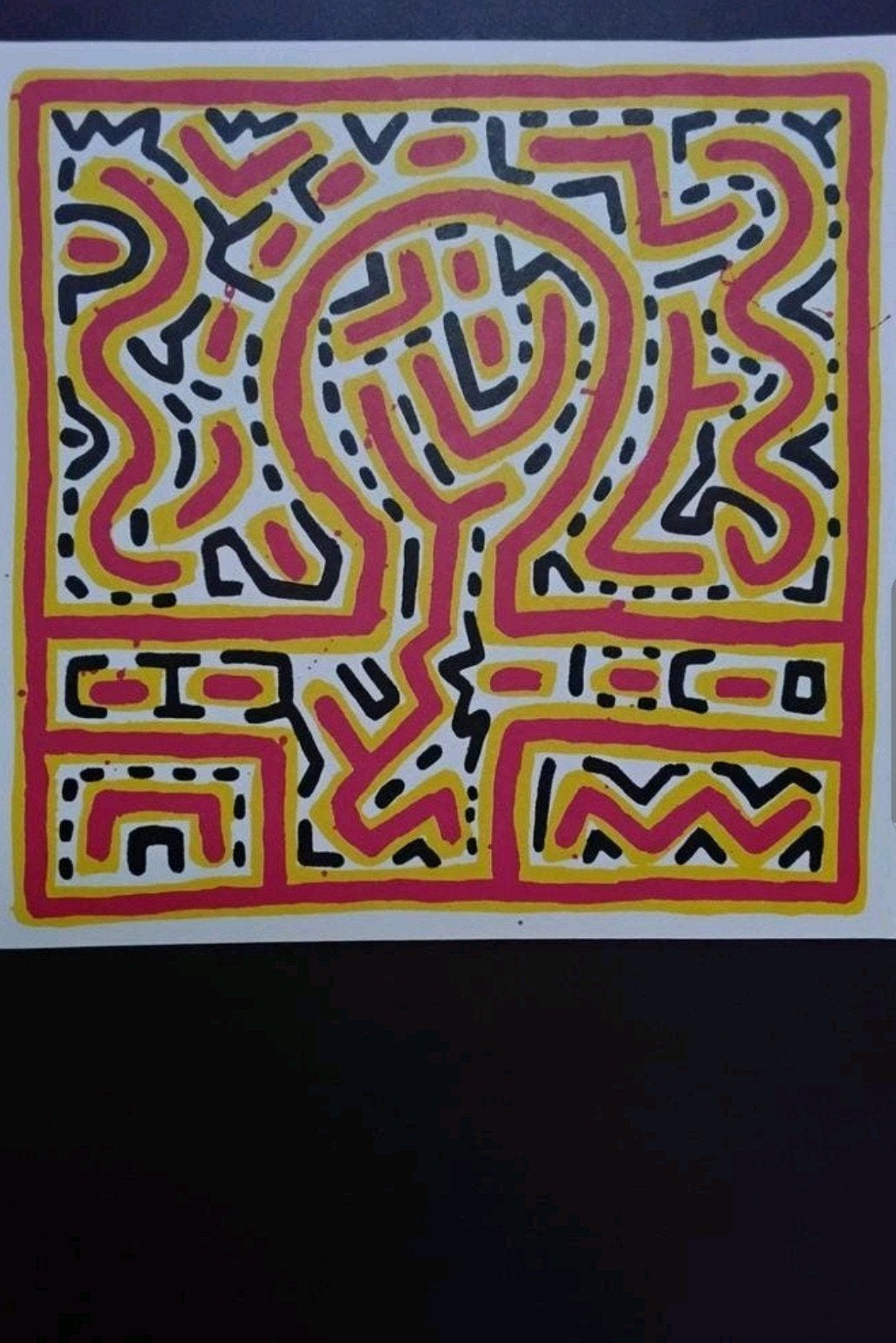 Vintage Pop Art print – geïnspireerd op Keith Haring – 18x18, Ophalen of Verzenden, Abstract