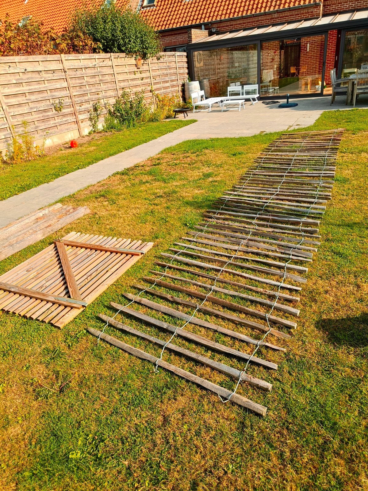 Tuinsafsluiting kastanjehout, Ophalen, Met poort, Gebruikt, Tuinhek