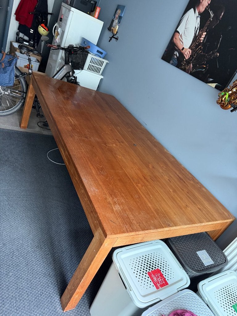 Grote massief teakhouten tafel, Huis en Inrichting, Ophalen, Gebruikt, 100 tot 150 cm, Teakhout
