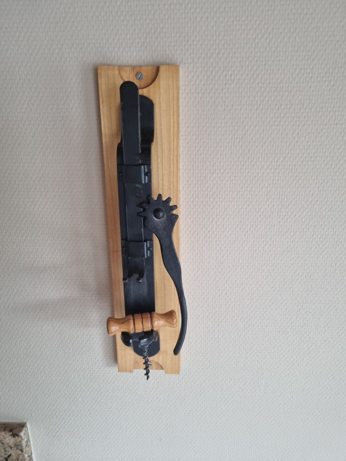 Wijn opener staal/hout, Huis en Inrichting, Ophalen of Verzenden, Zo goed als nieuw, Hout, Overige typen