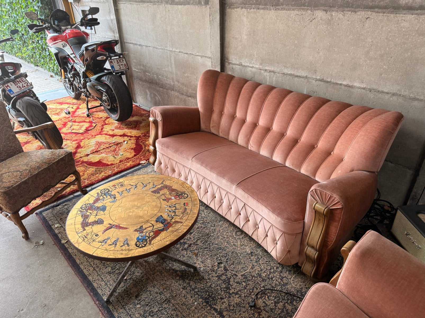 Vintage zetelset in warme retrostijl, 100 à 125 cm, 300 cm ou plus, Quatre personnes ou plus, Enlèvement